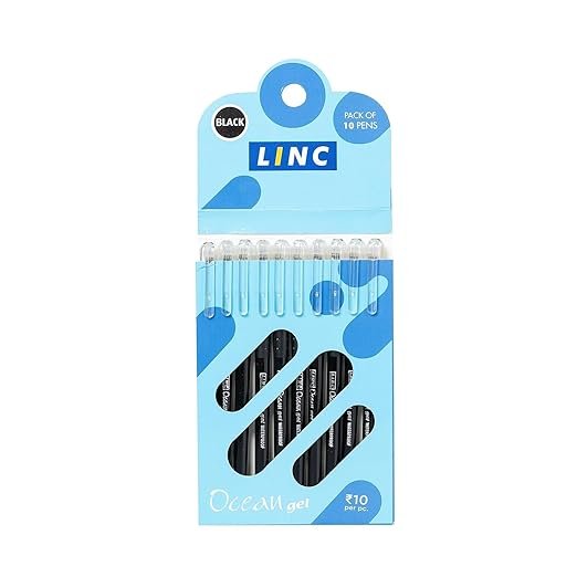 Linc Ocean Classic 0.55 mm Gel Pen | Black Ink Pack Of 10